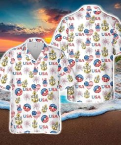 US Navy Chief Anchor, 4th Of July Tropical 3D Hawaiian Shirt US Navy Summer Gift