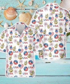 US Navy Chief Anchor, 4th Of July Tropical 3D Hawaiian Shirt US Navy Summer Gift