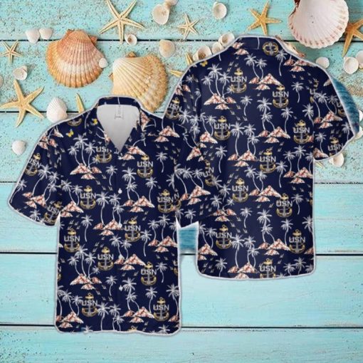 US Navy Chief Petty Officer Backbone Anchor Hawaiian Shirt Tropical Beach