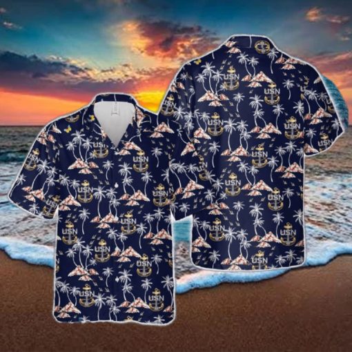 US Navy Chief Petty Officer Backbone Anchor Hawaiian Shirt Tropical Beach