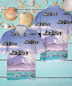 US Navy E 2C Hawkeyes Of VAW 115 Liberty Bells Flying By Mount Fuji, Japan Hawaiian Shirt Beach Lover Gift