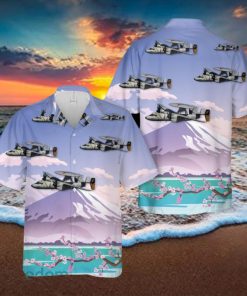 US Navy E 2C Hawkeyes Of VAW 115 Liberty Bells Flying By Mount Fuji, Japan Hawaiian Shirt Beach Lover Gift