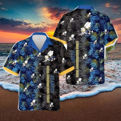 US Navy SEABEES Naval Construction Force (NCF) Tropical 3D Hawaiian Shirt US Navy Summer Gift