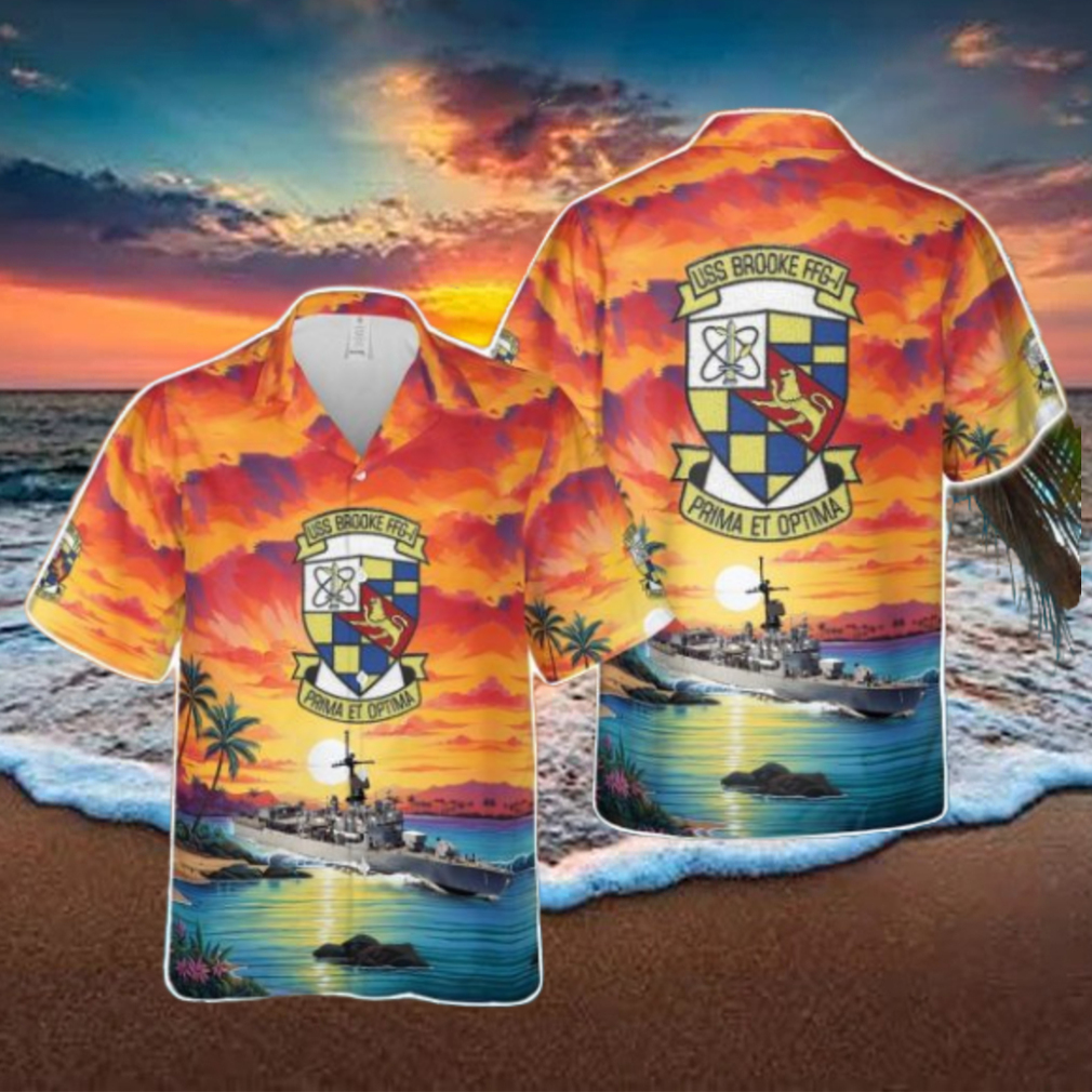 US Navy USS Brooke (FFG 1) Tropical 3D Hawaiian Shirt US Navy Summer Gift US Navy USS Brooke (FFG 1) Tropical 3D Hawaiian Shirt US Navy Summer Gift