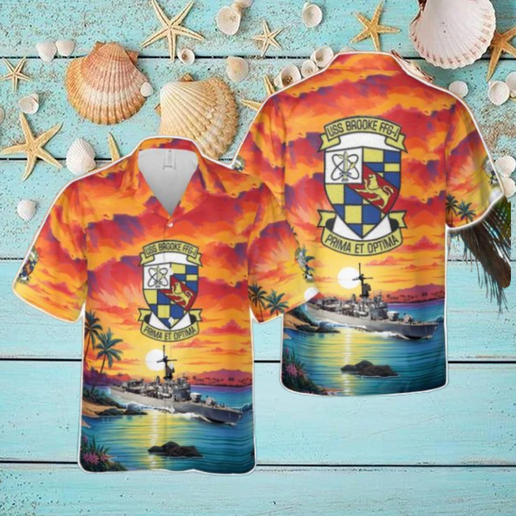 US Navy USS Brooke (FFG 1) Tropical 3D Hawaiian Shirt US Navy Summer Gift US Navy USS Brooke (FFG 1) Tropical 3D Hawaiian Shirt US Navy Summer Gift