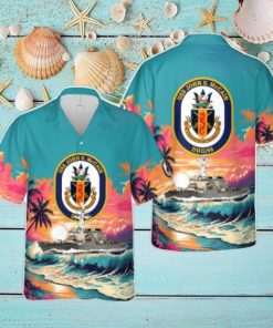 US Navy USS John S. McCain (DDG 56) Arleigh Burke class destroyer Tropical 3D Hawaiian Shirt US Navy Summer Gift