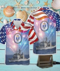 US Navy USS Normandy (CG 60) 4th Of July Hawaiian Shirt