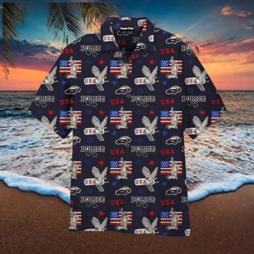 US Police Flag Aloha Hawaiian Shirts For Men For Women