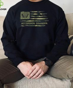 USA Camo Flag Accordion Grandpa Accordionist Silhouette T Shirt
