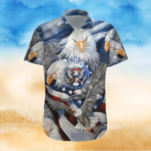 USA Eagle American Flag 3D 3D Hawaiian Shirt Tropical Aloha For Men And Women Gift