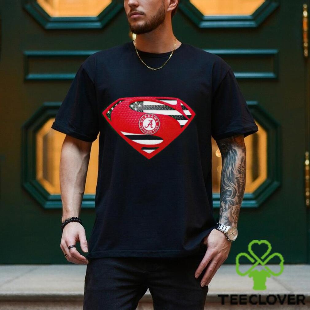 USA Flag Inside Alabama Crimson Tide Superman shirt USA Flag Inside Alabama Crimson Tide Superman shirt