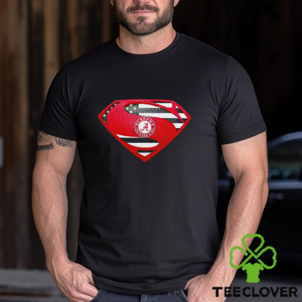 USA Flag Inside Alabama Crimson Tide Superman shirt USA Flag Inside Alabama Crimson Tide Superman shirt