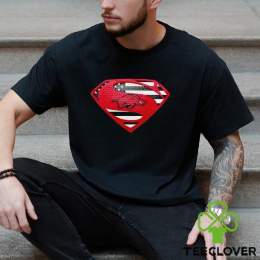 USA Flag Inside Arkansas Razorbacks Superman shirt