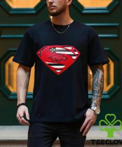 USA Flag Inside Arkansas Razorbacks Superman shirt