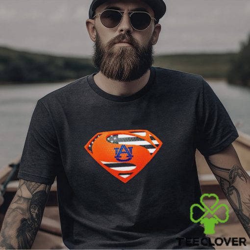 USA Flag Inside Auburn Tigers Superman shirt
