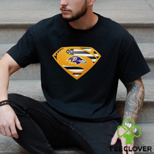 USA Flag Inside Baltimore Ravens Superman shirt