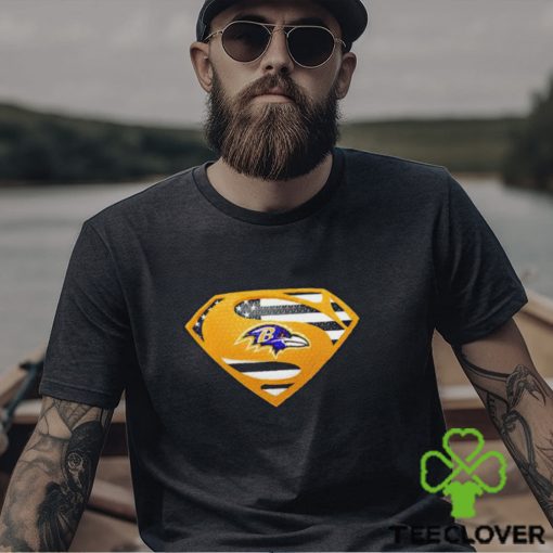 USA Flag Inside Baltimore Ravens Superman shirt
