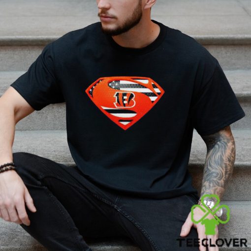 USA Flag Inside Cincinnati Bengals Superman shirt