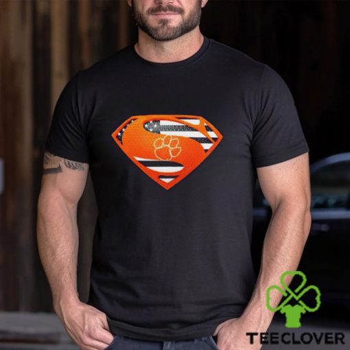 USA Flag Inside Clemson Tigers Superman shirt