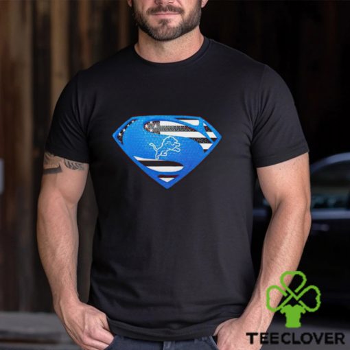 USA Flag Inside Detroit Lions Superman shirt
