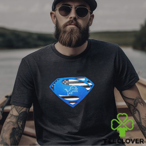 USA Flag Inside Detroit Lions Superman shirt