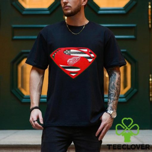 USA Flag Inside Detroit Red Wings Superman shirt