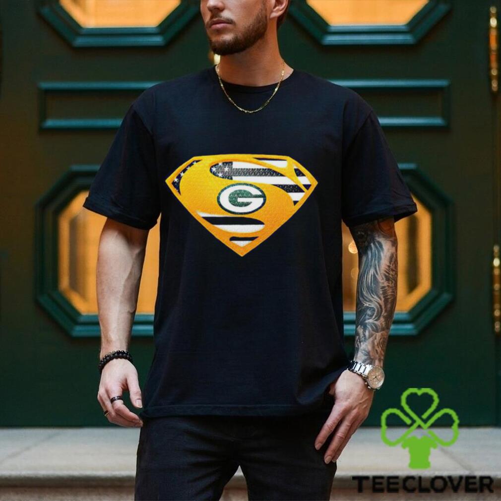 USA Flag Inside Green Bay Packers Superman shirt Teeclover