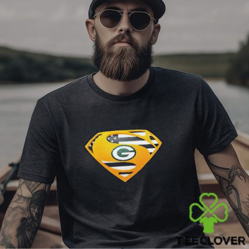 USA Flag Inside Green Bay Packers Superman shirt