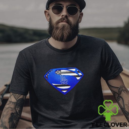 USA Flag Inside Los Angeles Dodgers Superman shirt