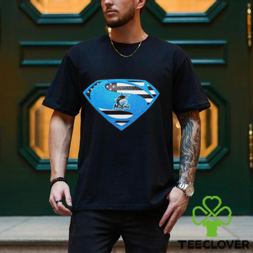 USA Flag Inside Miami Marlins Superman shirt USA Flag Inside Miami Marlins Superman shirt