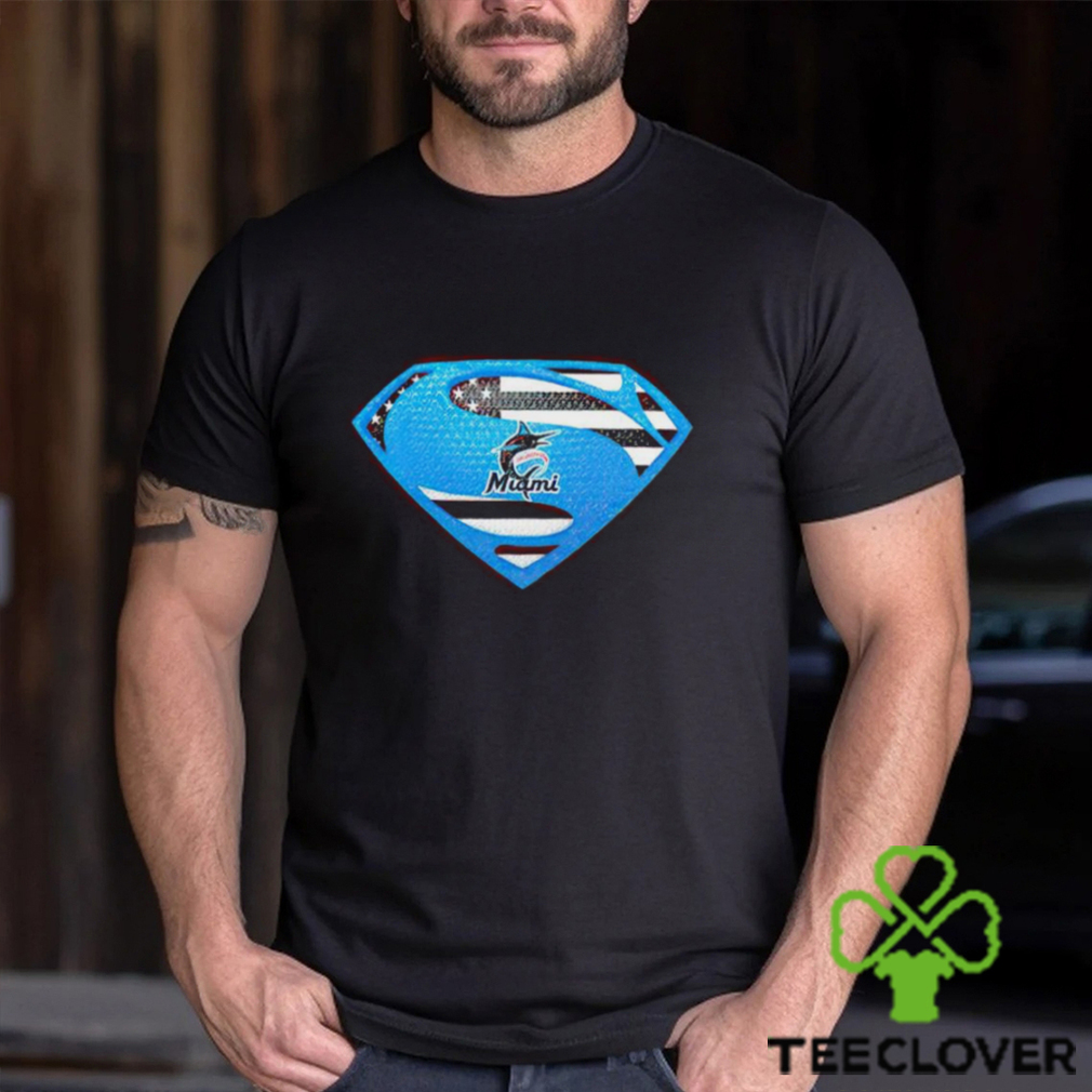 USA Flag Inside Miami Marlins Superman shirt USA Flag Inside Miami Marlins Superman shirt