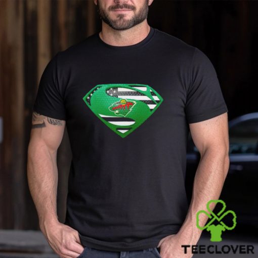 USA Flag Inside Minnesota Wild Superman shirt