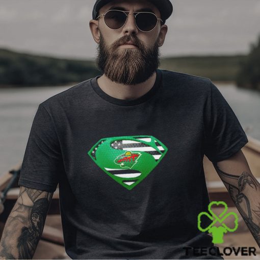 USA Flag Inside Minnesota Wild Superman shirt