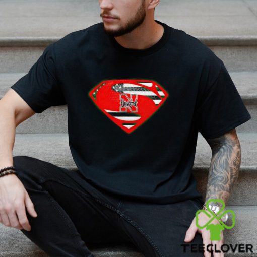 USA Flag Inside Nebraska Cornhuskers Superman shirt