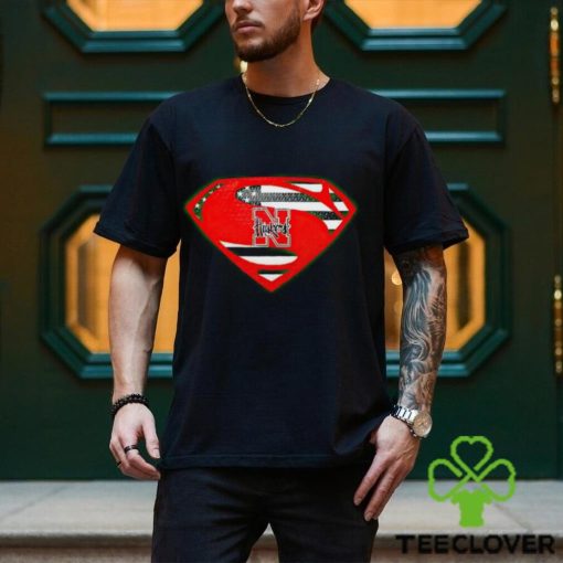 USA Flag Inside Nebraska Cornhuskers Superman shirt