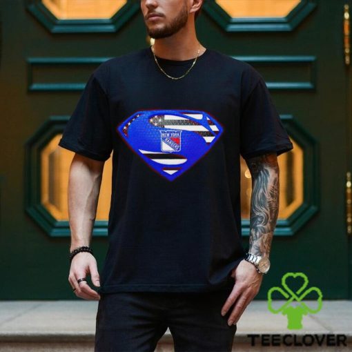 USA Flag Inside New York Rangers Superman shirt