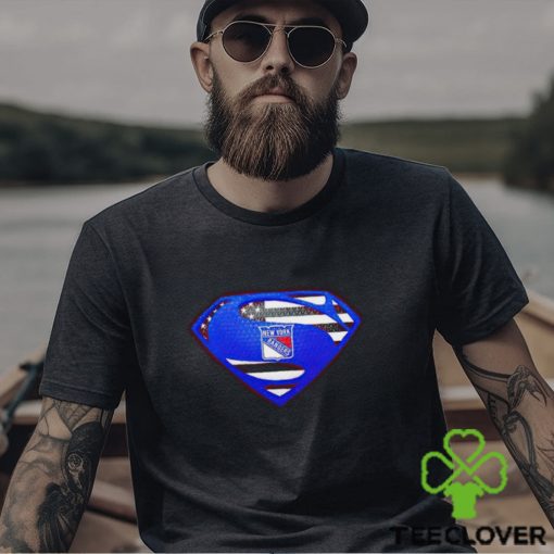 USA Flag Inside New York Rangers Superman shirt