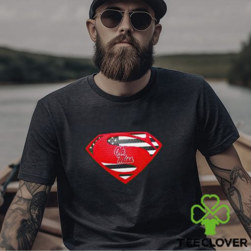 USA Flag Inside Ole Miss Rebels Superman shirt
