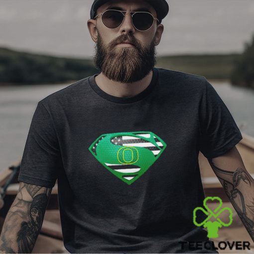 USA Flag Inside Oregon Ducks Superman shirt