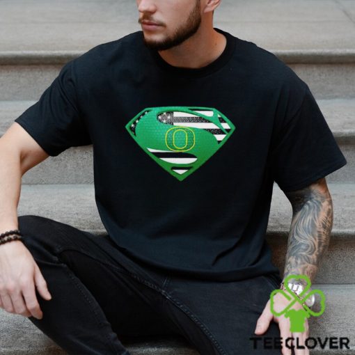 USA Flag Inside Oregon Ducks Superman shirt