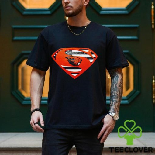 USA Flag Inside Oregon State Beavers Superman shirt