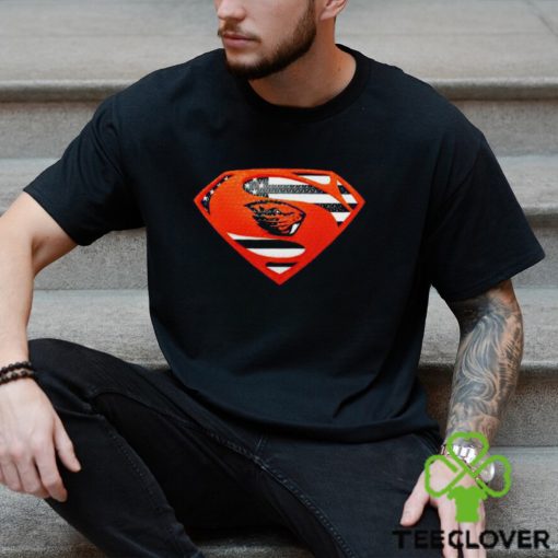 USA Flag Inside Oregon State Beavers Superman shirt