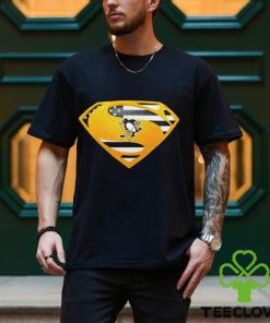 USA Flag Inside Pittsburgh Penguins Superman shirt