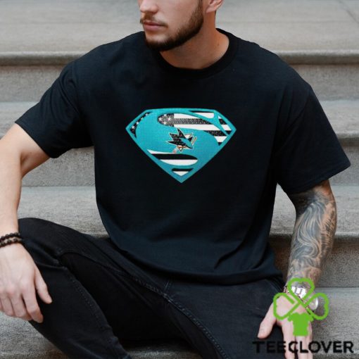 USA Flag Inside San Jose Sharks Superman shirt