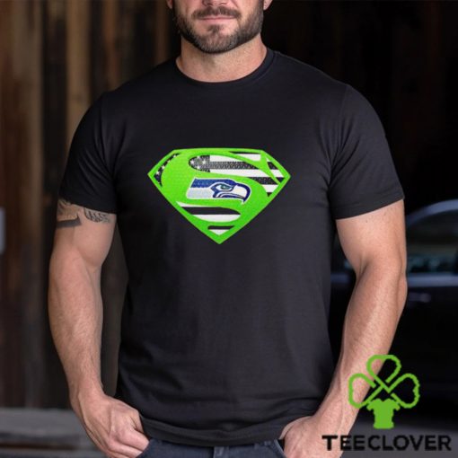 USA Flag Inside Seattle Seahawks Superman shirt