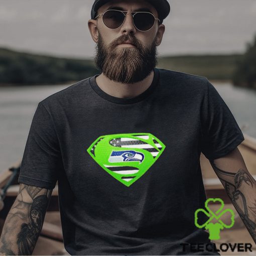USA Flag Inside Seattle Seahawks Superman shirt