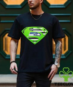 USA Flag Inside Seattle Seahawks Superman shirt