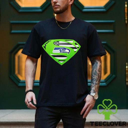 USA Flag Inside Seattle Seahawks Superman shirt