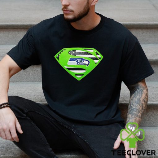 USA Flag Inside Seattle Seahawks Superman shirt