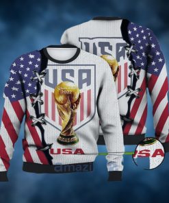 USA Flag National Soccer Team World Cup 2022 Qatar Ugly Christmas Sweater